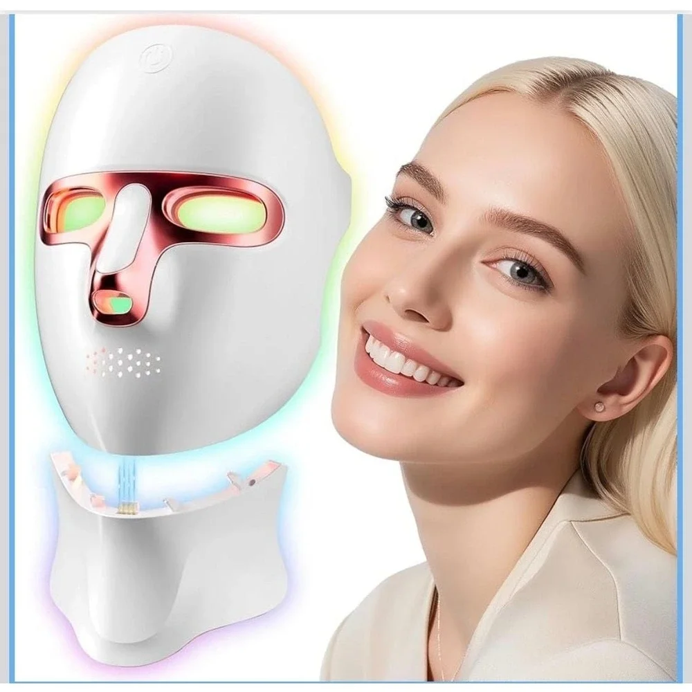 LED Light Therapy Face & Neck Mask, 7 Color Photon Skin‎ Rejuvenation Set